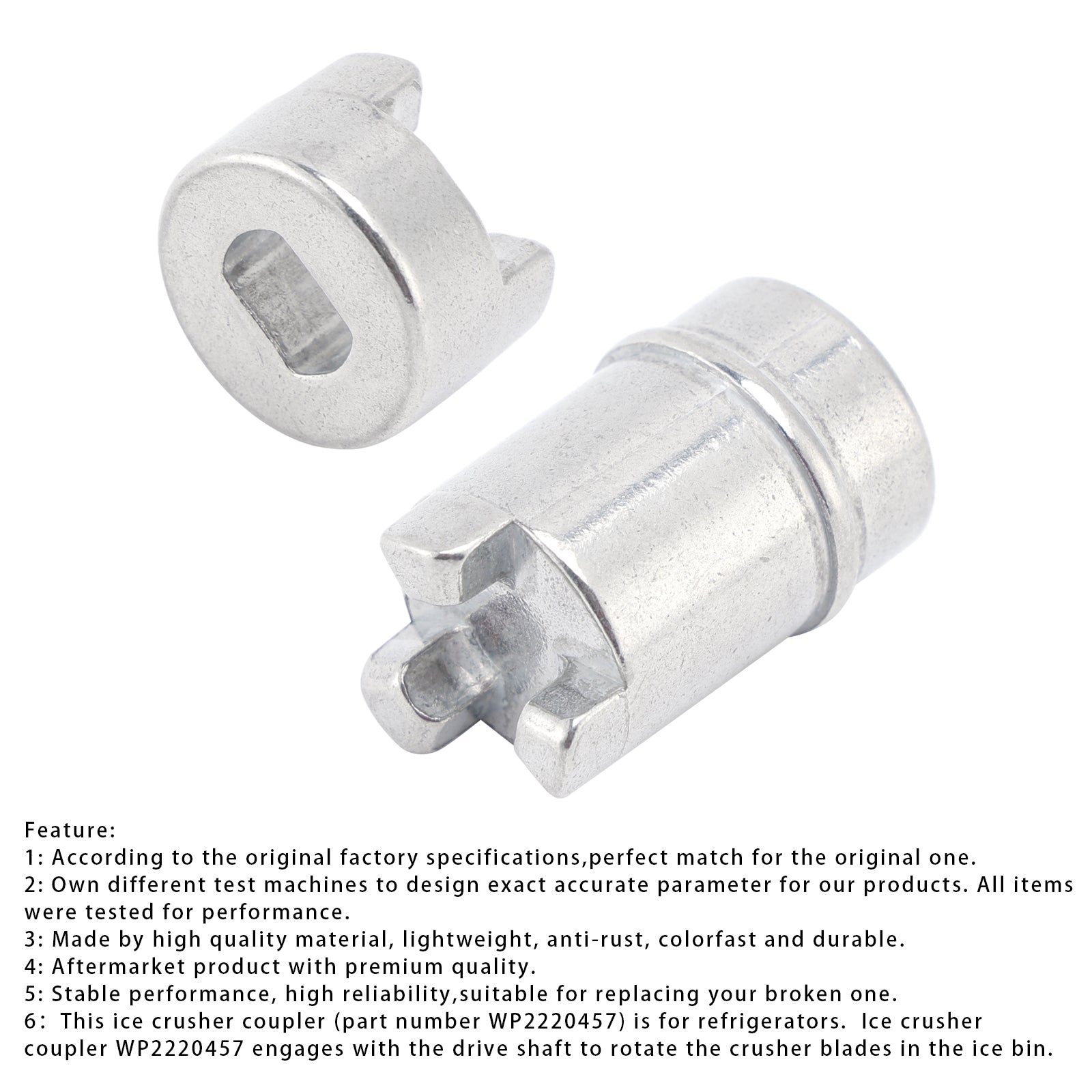 Ice Crusher Coupler Kit for Whirlpool, Kenmore, Maytag & KitchenAid, Replaces WP2220457 & WP2220458