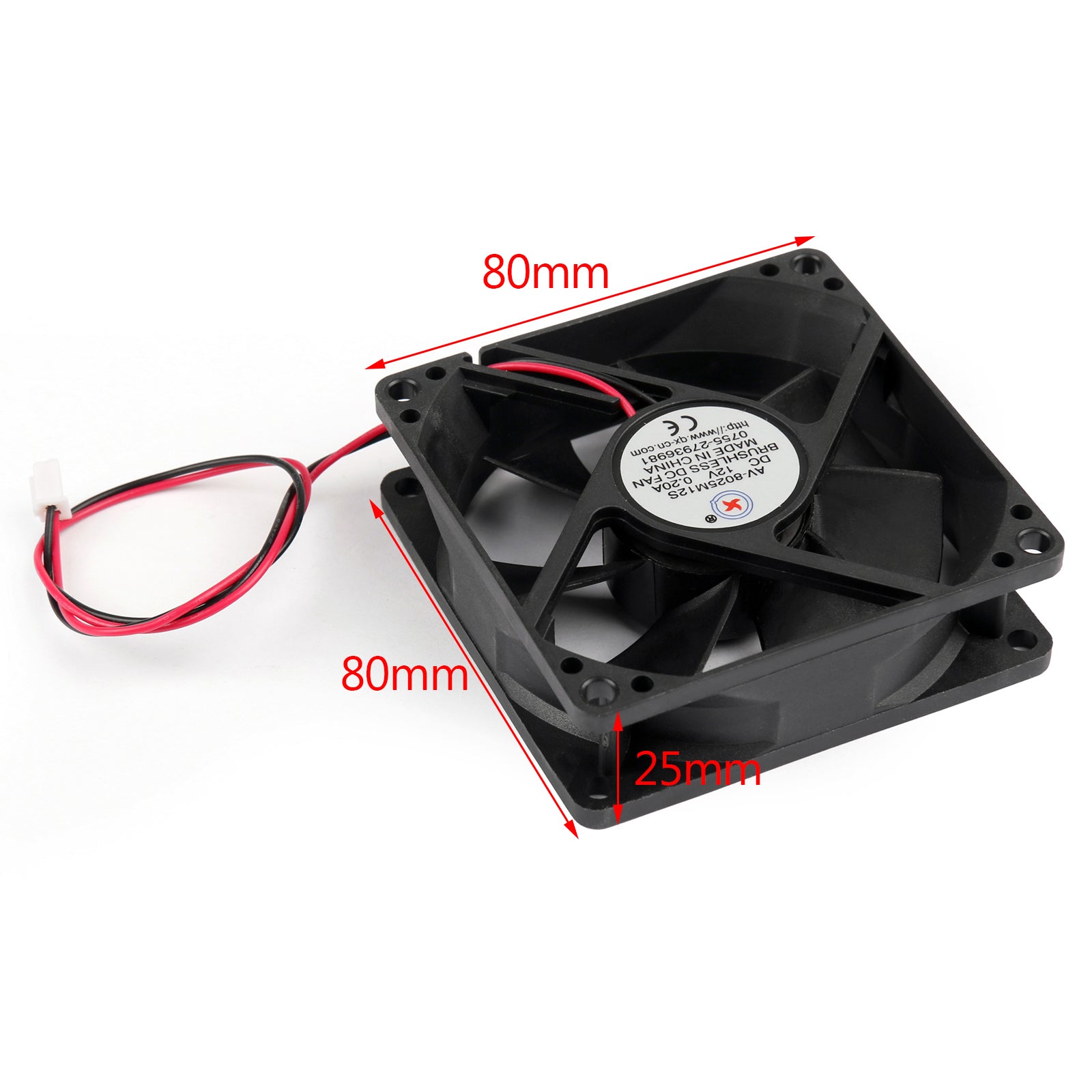 4Pcs DC Brushless Cooling PC Computer Fan 12V 8025s 80x80x25mm 0.2A 2 Pin Wire
