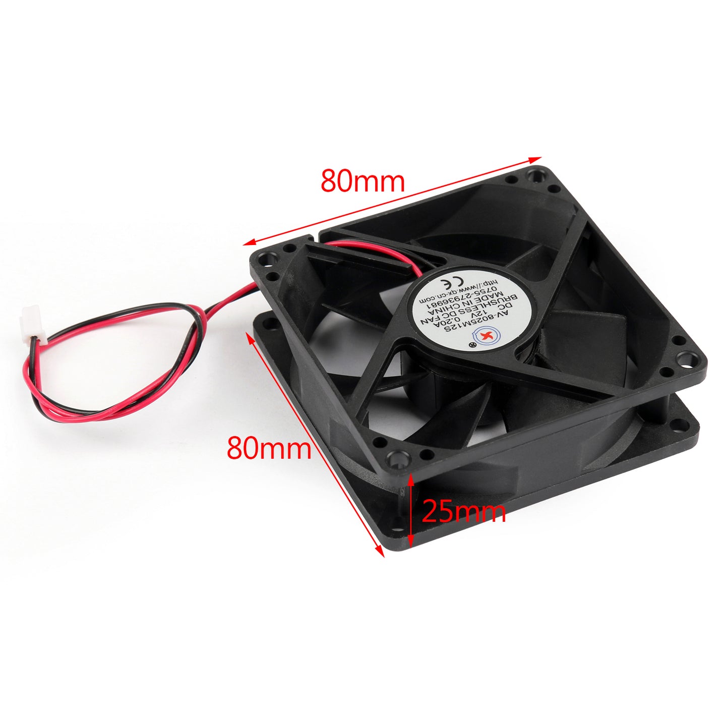4Pcs DC Brushless Cooling PC Computer Fan 12V 8025s 80x80x25mm 0.2A 2 Pin Wire