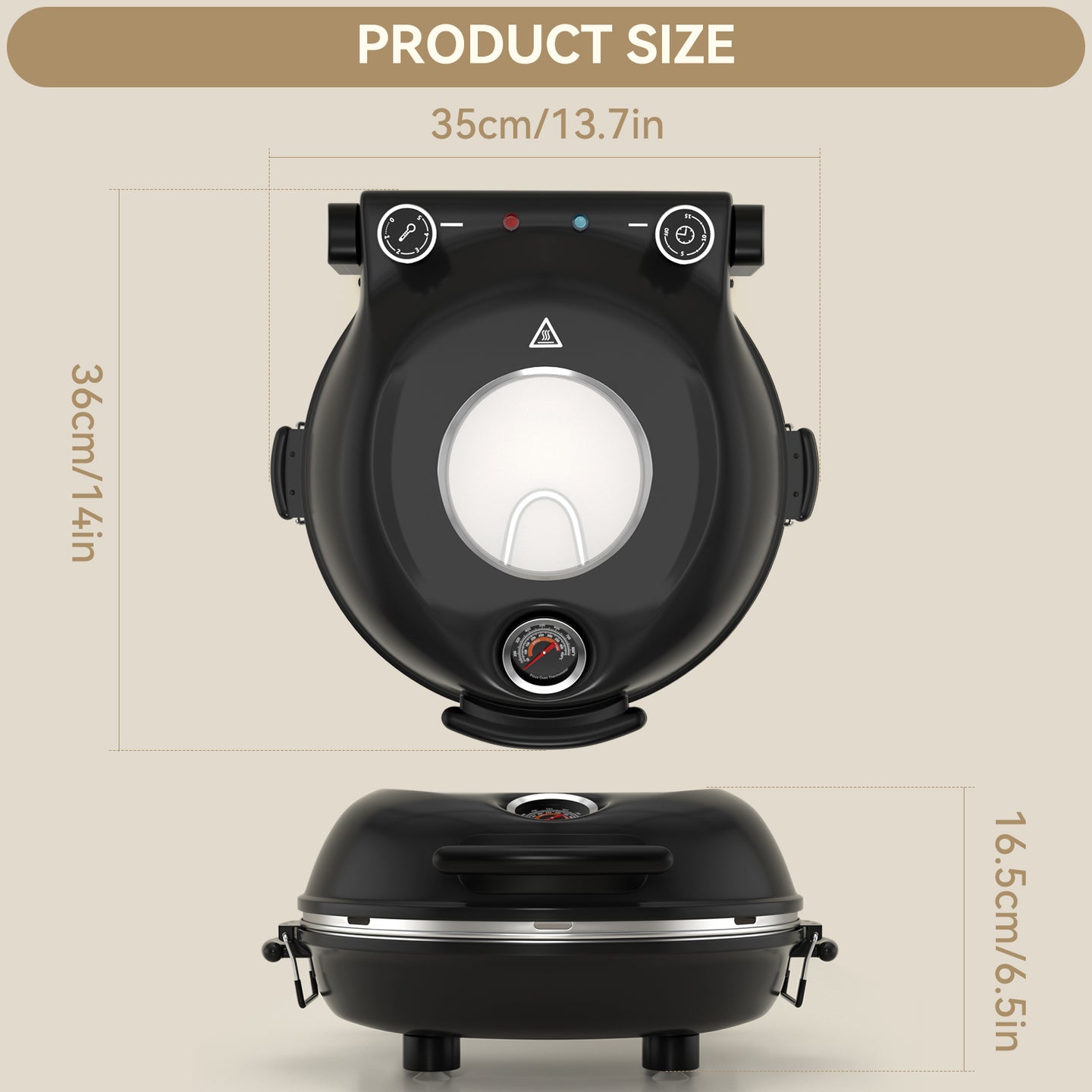 Electric Pizza Maker–12 Inch Electric Pizza Oven Indoor Countertop Maker with Ceramic Stone Heats up to 800˚F