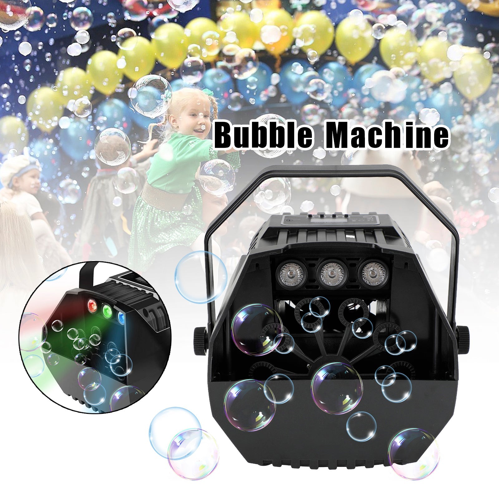 RGB LED Bubble Machine with Remote – Automatic Stage Effect Party Light