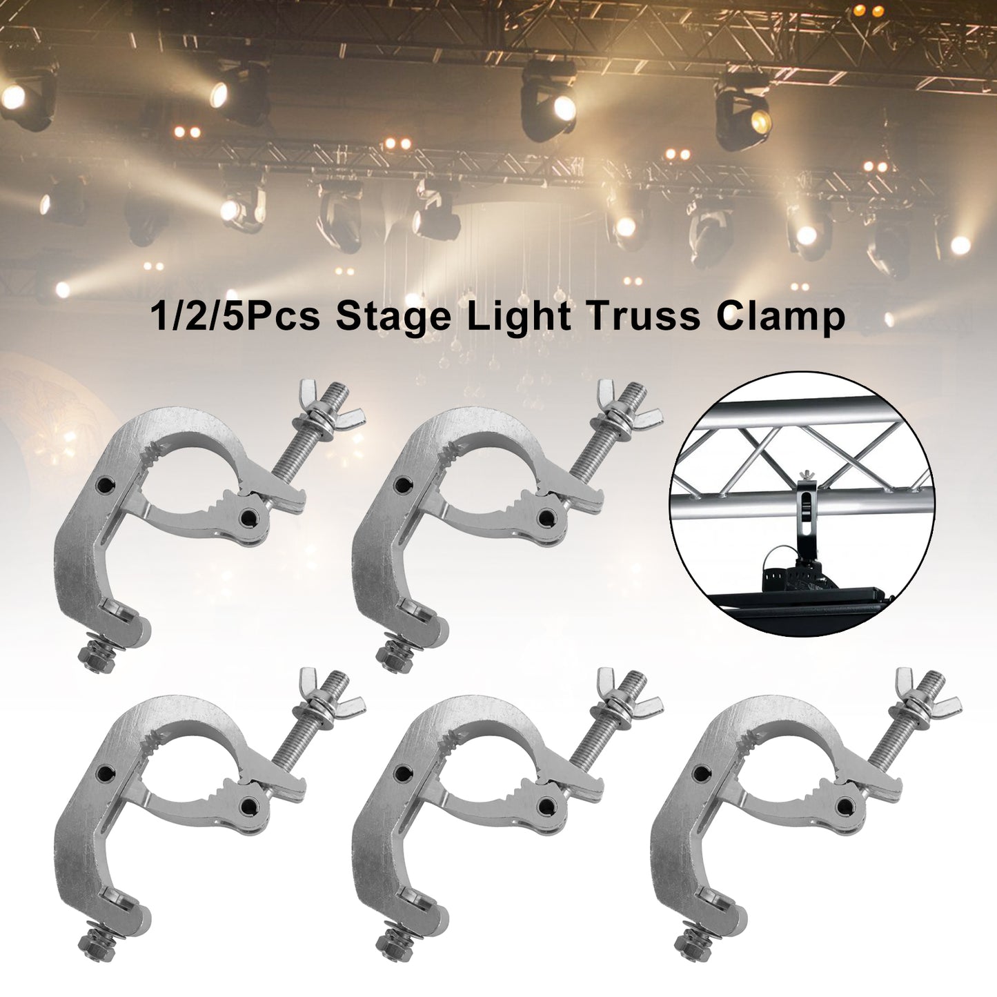 1/2/5Pcs Stage Light Truss Clamp Fit Od 35-52mm Pipe For Moving Head Par Light