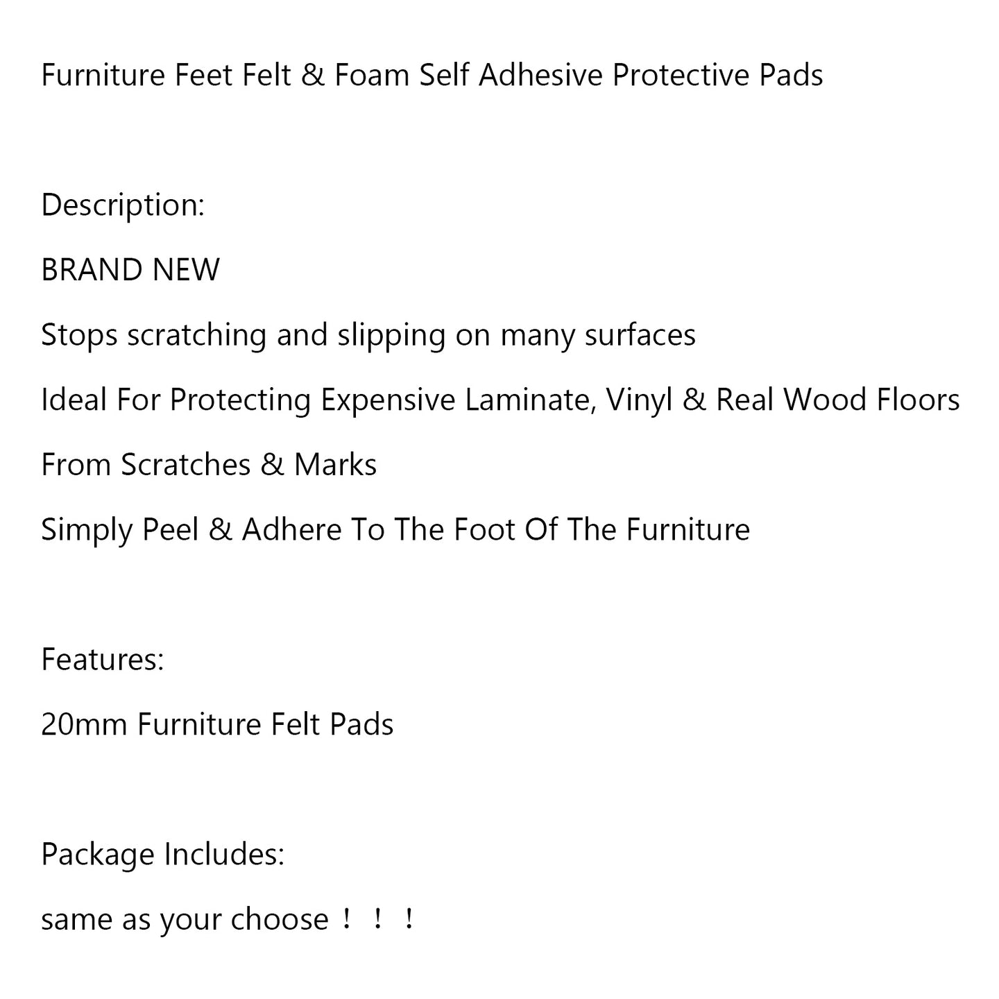 Furniture Table Chair Leg Non-Slip Self-Adhesive Floor Protector EVA Sticky Pads 20mm / 128pads