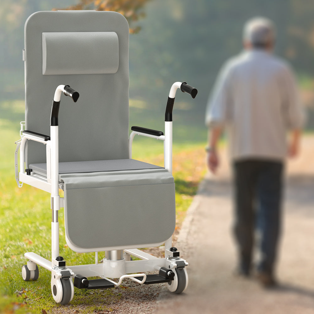 4-in-1 Lift Wheelchair, Waterproof, Shower/Toilet/Transfer, 150 kg Capacity