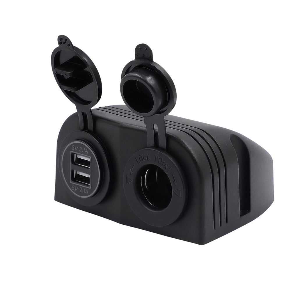 12V/24V 4.2A Dual USB Charger Socket, Waterproof Surface Mount Power Outlet for Car, Truck, RV & Boat