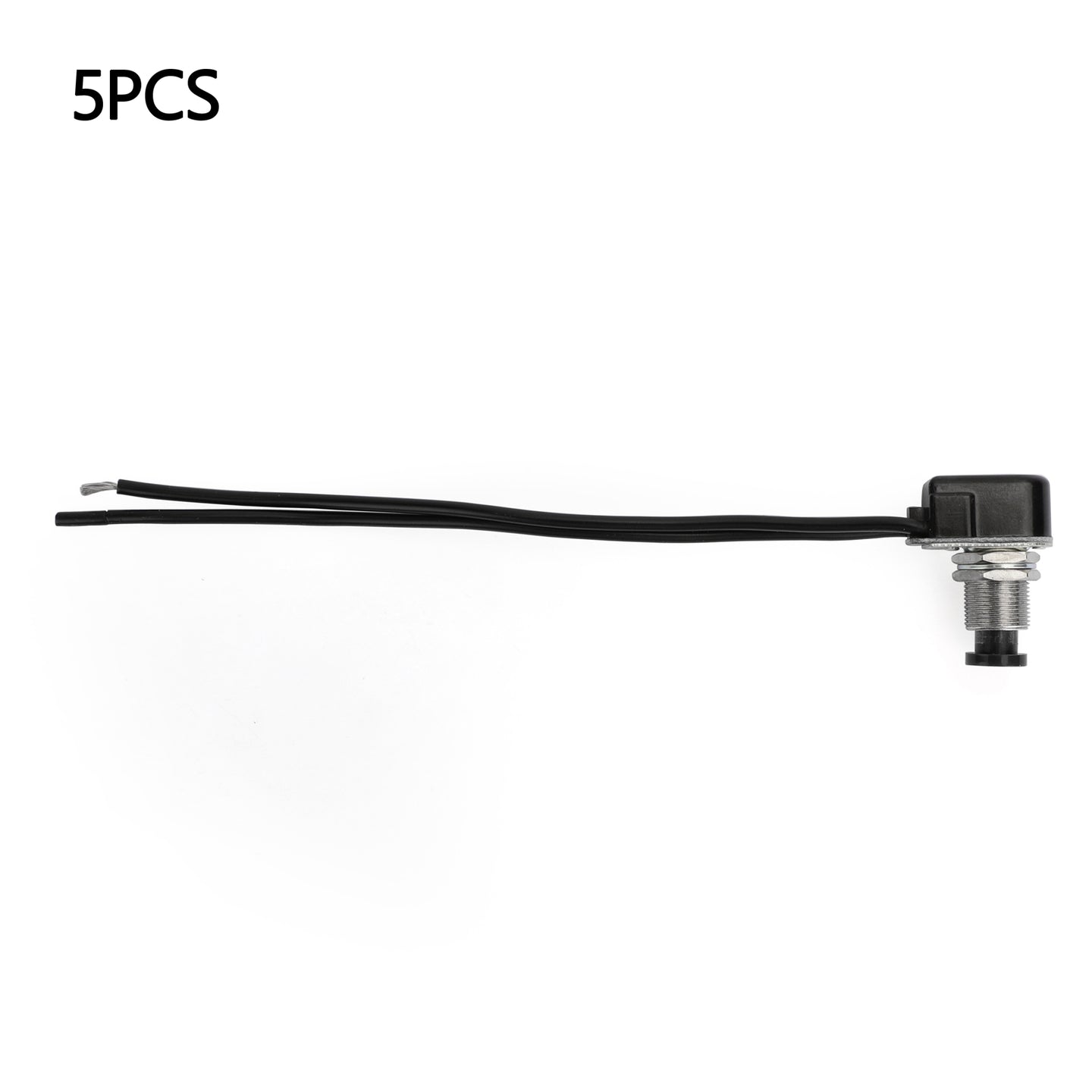 5pc Normally Open Momentary Self-resetting Push Button Reset Switch w/Wire Black