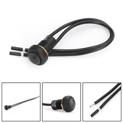 1Pcs Waterproof Push Button Switch Self-Locking Industrial Grade w/Wire Black