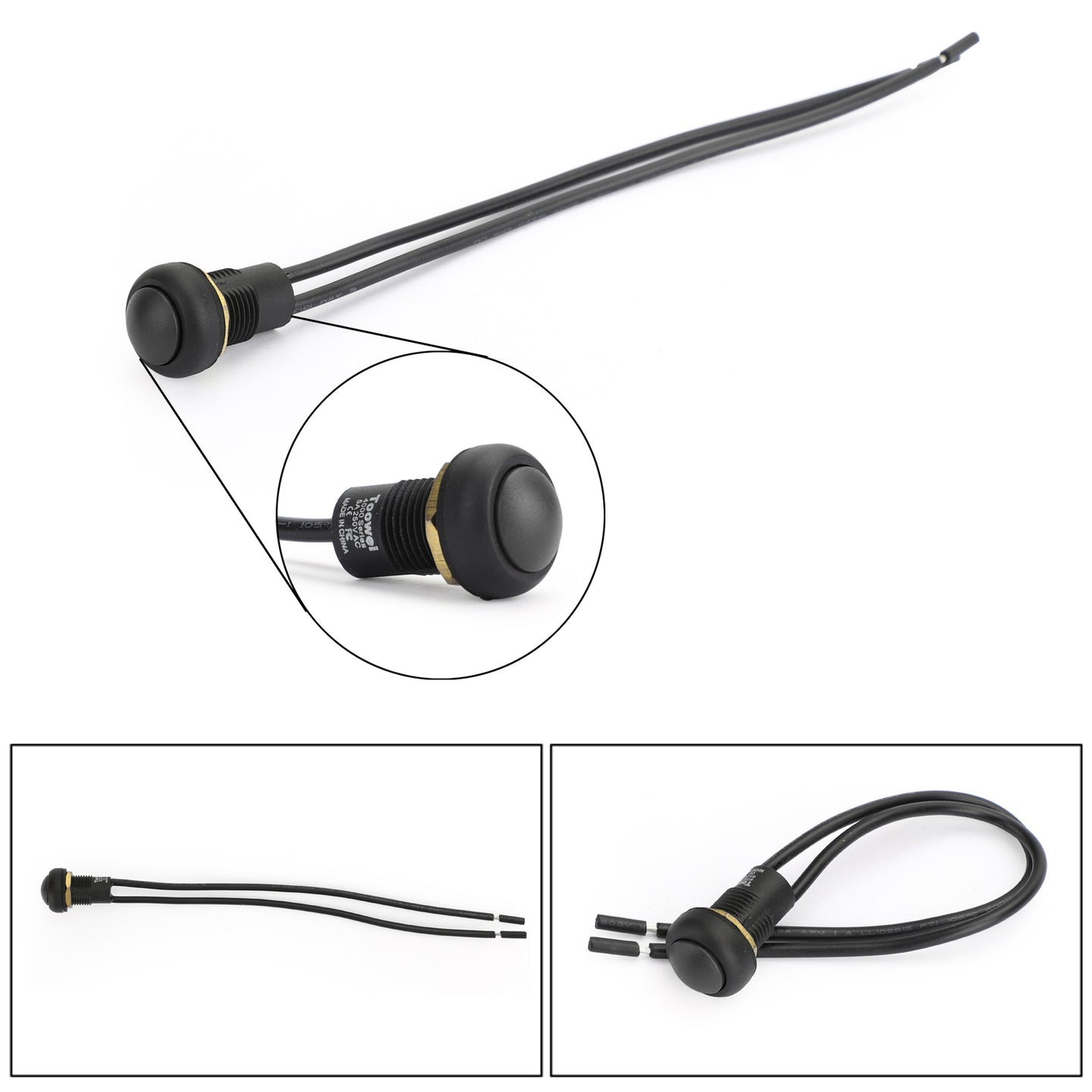 1Pcs Waterproof Momentary Reset ON/OFF Push Button Round Switch with Wire Black