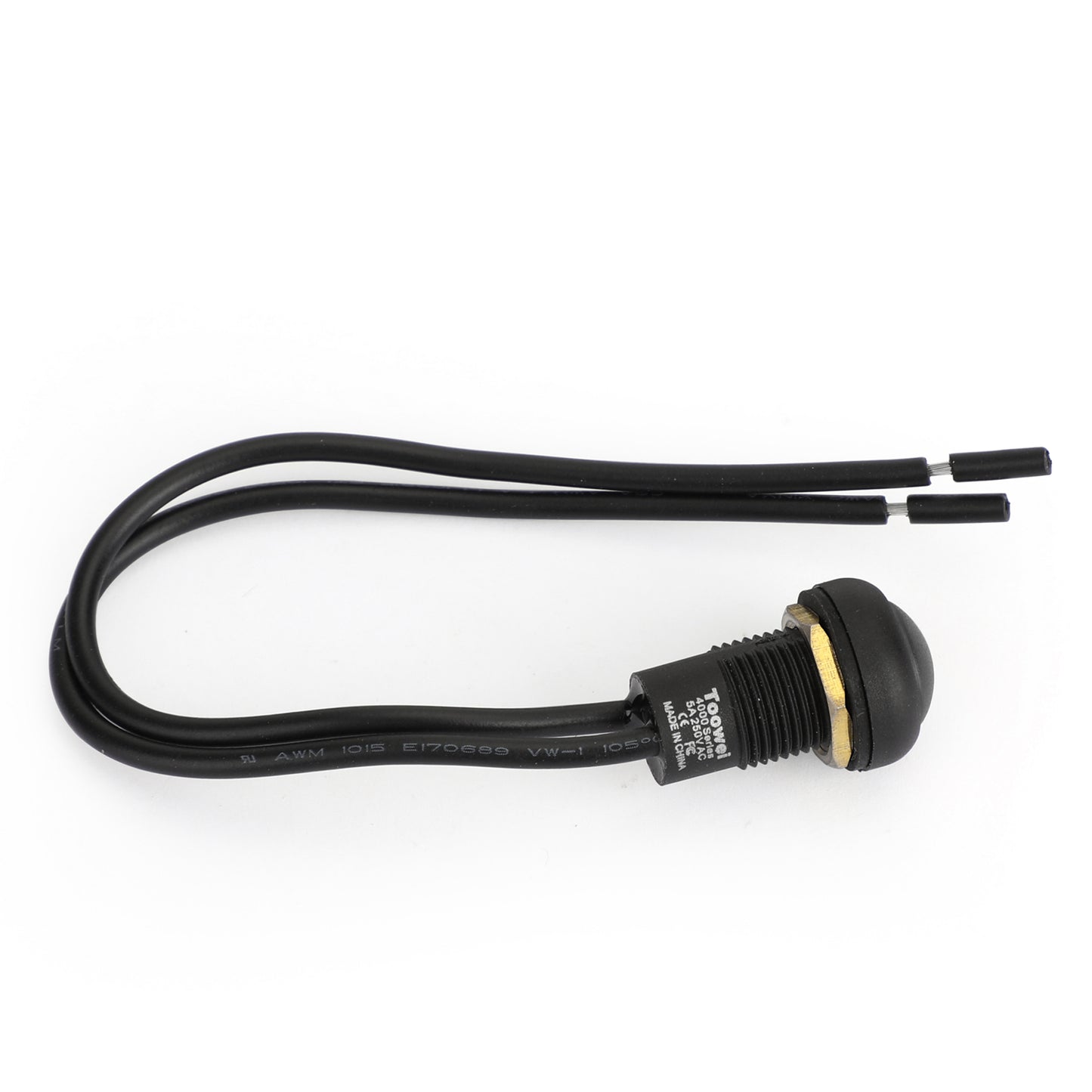 1Pcs Waterproof Push Button Switch Self-Locking Industrial Grade w/Wire Black