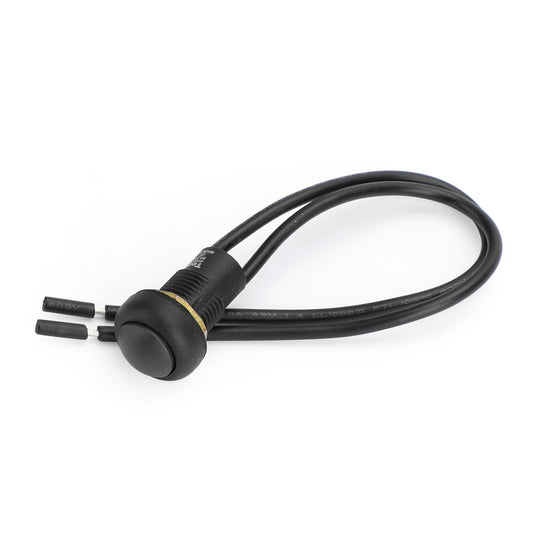 1Pcs Waterproof Momentary Reset ON/OFF Push Button Round Switch with Wire Black