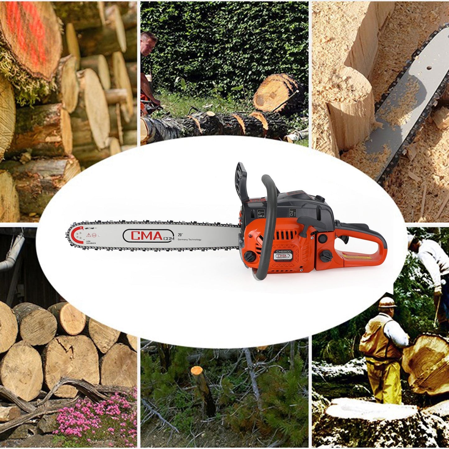 20inch 68CC Gasoline Chainsaw Cutting Wood Gas Sawing