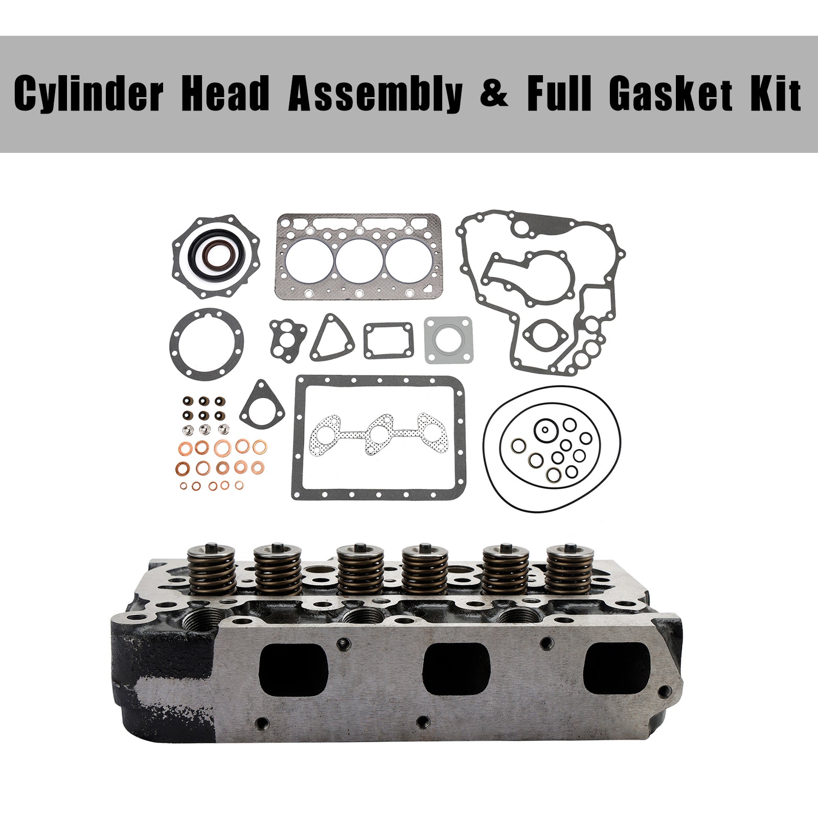 Complete Cylinder Head Assembly with Gasket Kit for Kubota D722 Excavator & Lawn Tractor