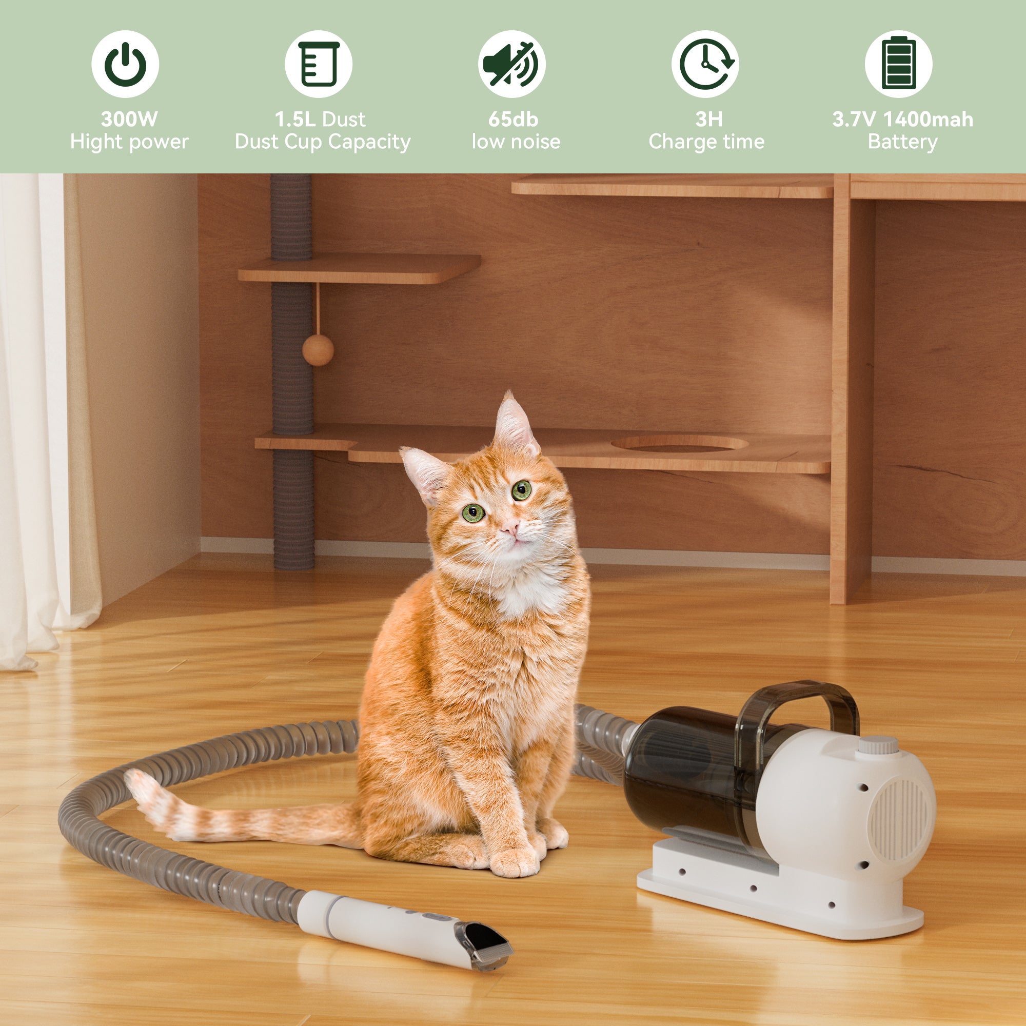 1.5L Grooming Tools for Dogs Cats Pets 5 In 1 Pet Grooming Kit Vacuum Suction Professional Pet Hair Clipper Dog Vacuum Brush for Shedding Grooming (Copy)
