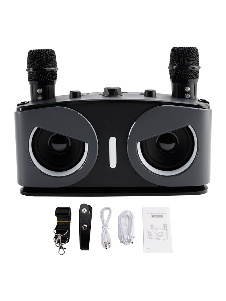Karaoke Machine for Kids & Adults with 2 Microphones, Portable Bluetooth Speaker with Voice Changer & Echo for Parties