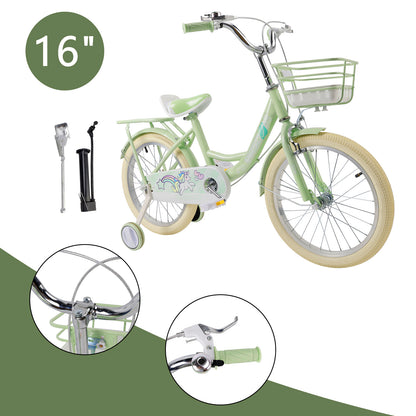 16"/18" Child Bicycle Girls Bike with auxiliary wheels & Rack & Basket