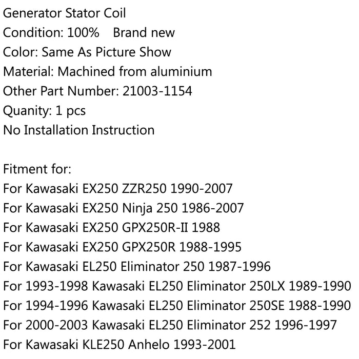 1986-2007 Kawasaki EX250 Ninja 250 ZZR250 Generator Stator Coil