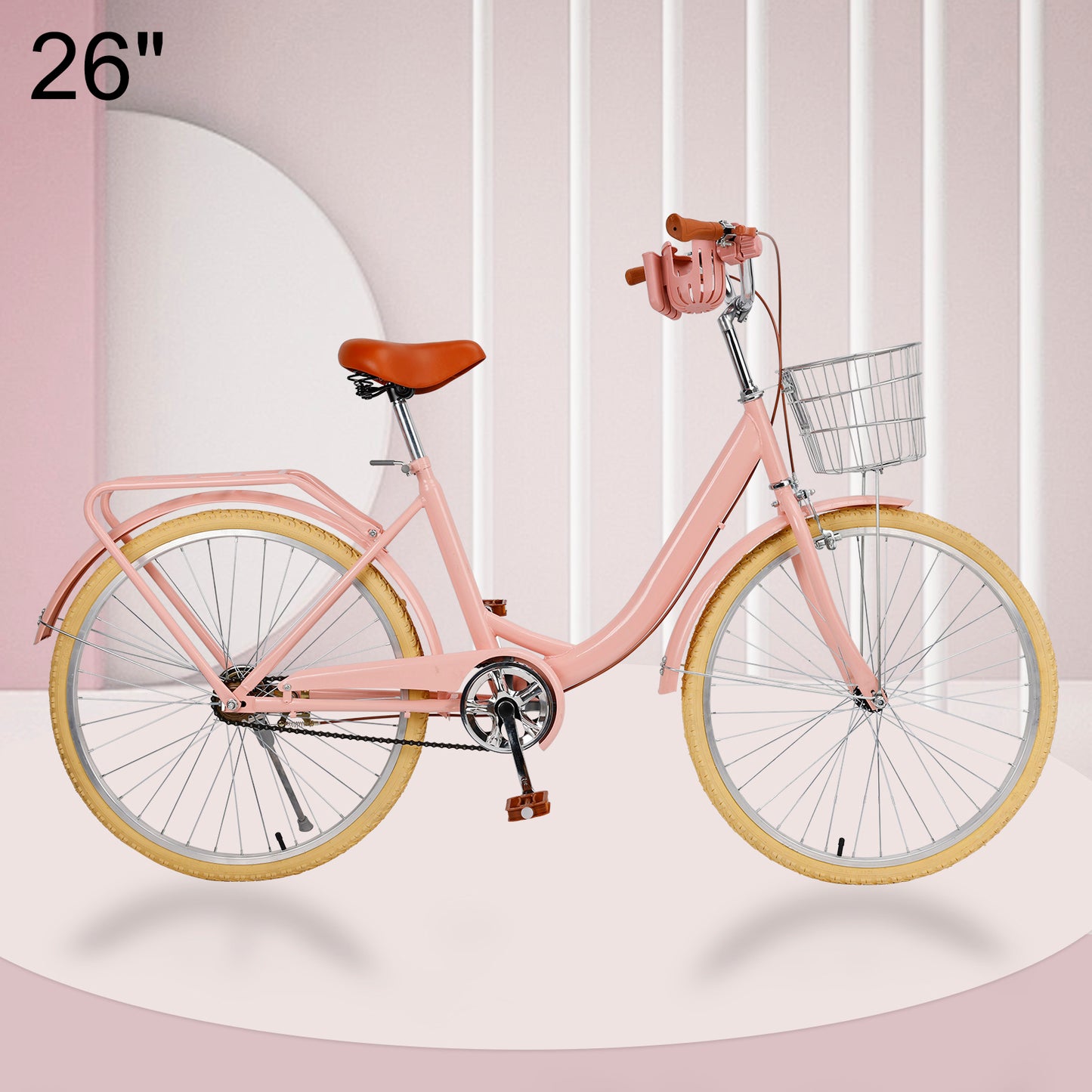 24/26 inch Women City Bicycle Beach Cruiser Bike with Basket & Rack