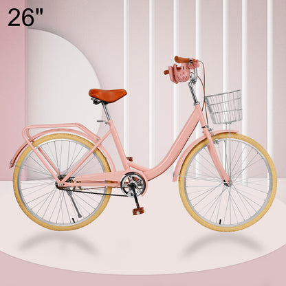 24/26 inch Women City Bicycle Beach Cruiser Bike with Basket & Rack