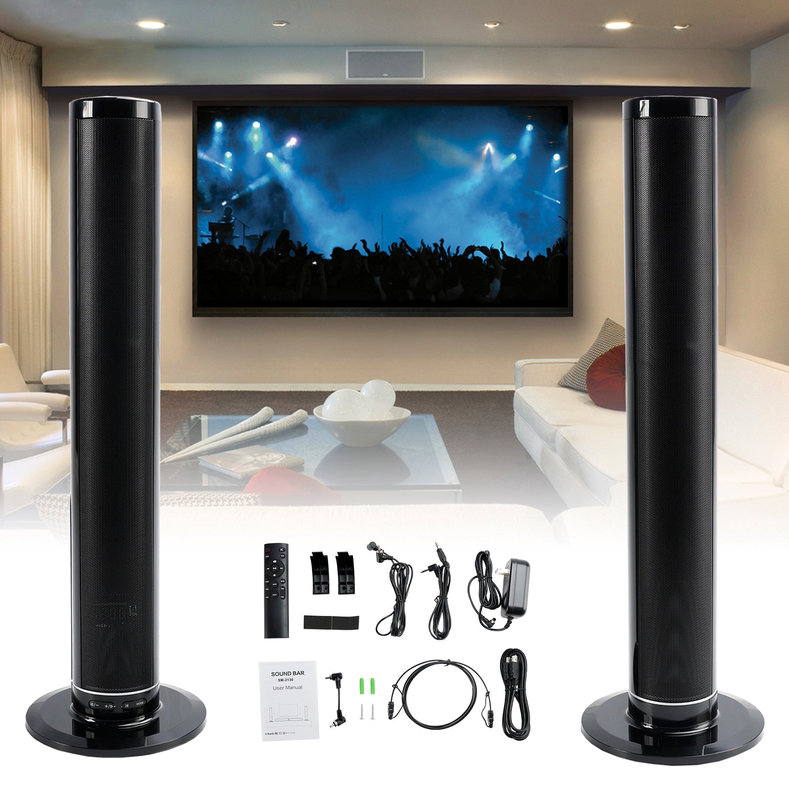 Vtopteng Home Detachable Surround Sound Bar Bluetooth 2 Speaker in 1