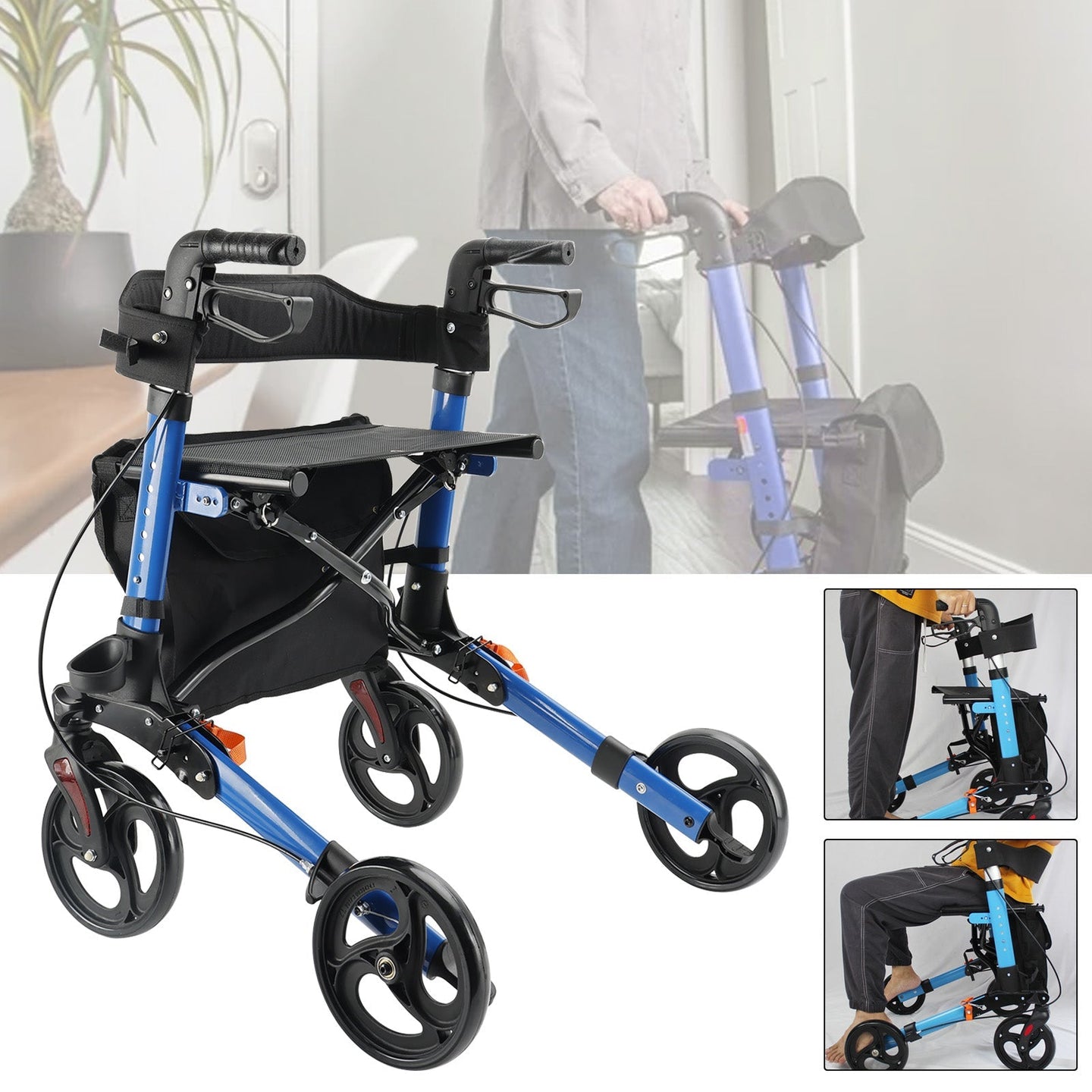 Lightweight Rollator Walker for Seniors ¨C Foldable with Seat & Brakes