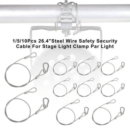 1/5/10Pcs 26.4"Steel Wire Safety Security Cable For Stage Light Clamp Par Light