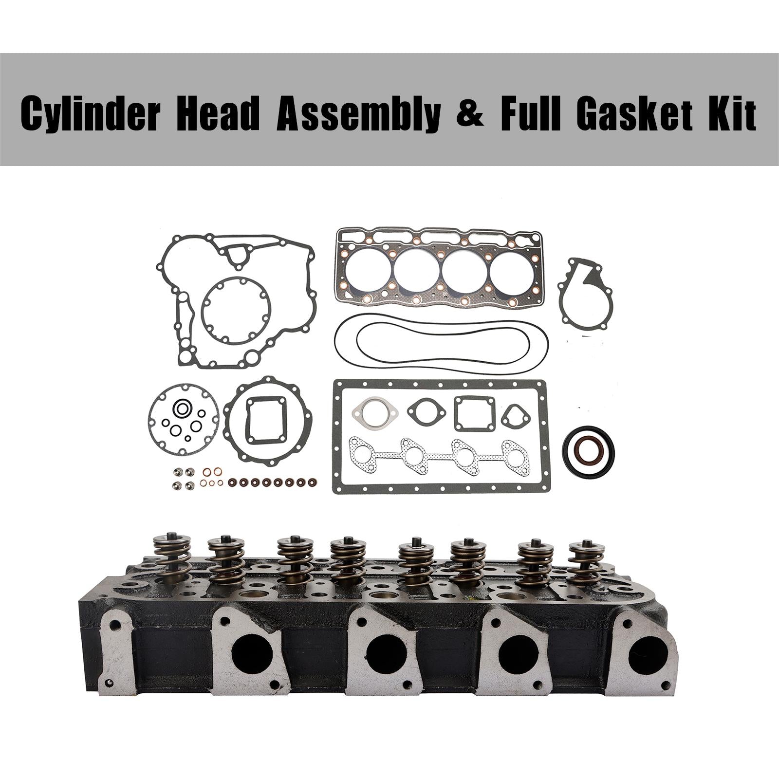 Complete Cylinder Head & Gasket Kit for Kubota V1505 Engine, Fits B2910, B7800, B3030 Tractors, Replaces 1G091-03044