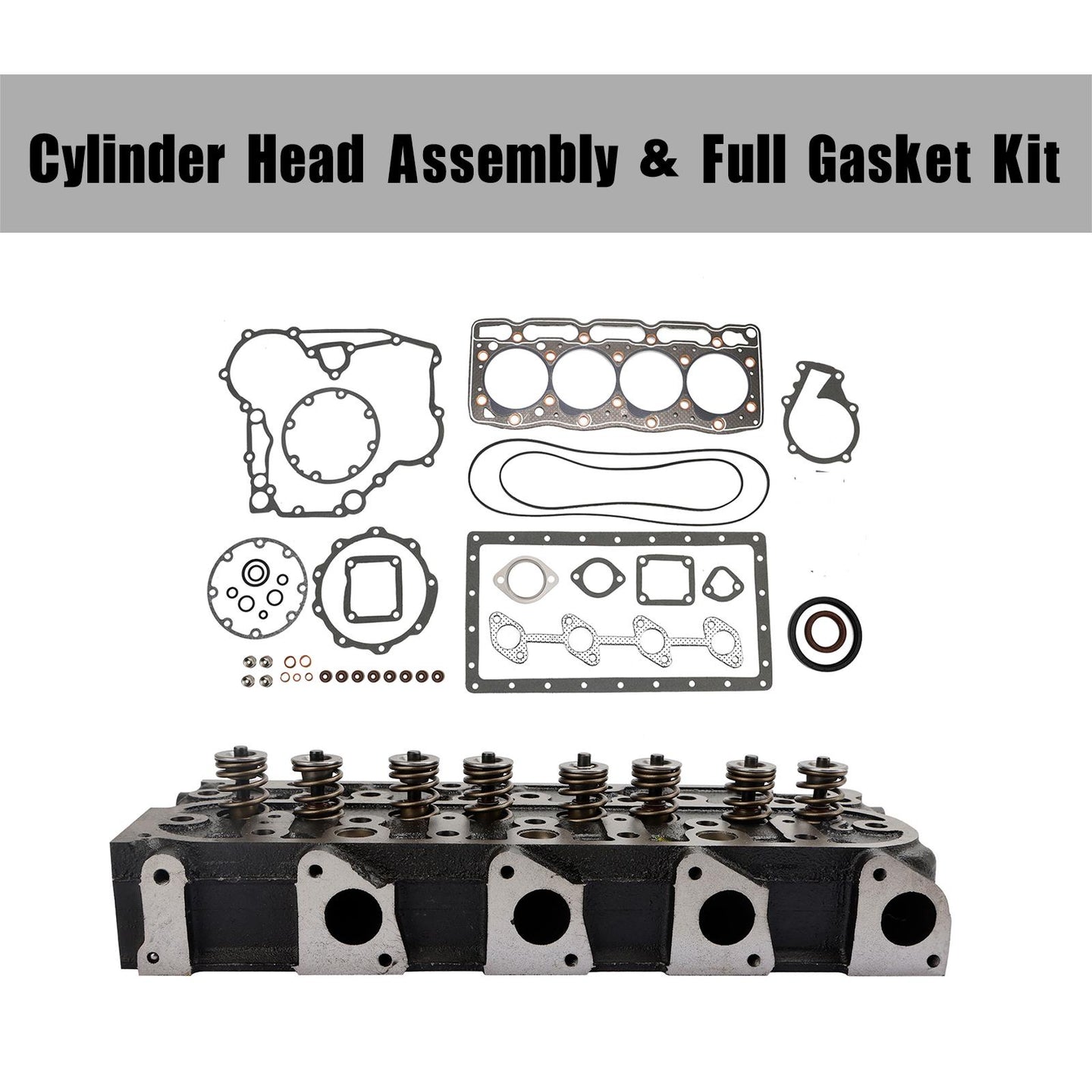 Complete Cylinder Head & Gasket Kit for Kubota V1505 Engine, Fits B2910, B7800, B3030 Tractors, Replaces 1G091-03044