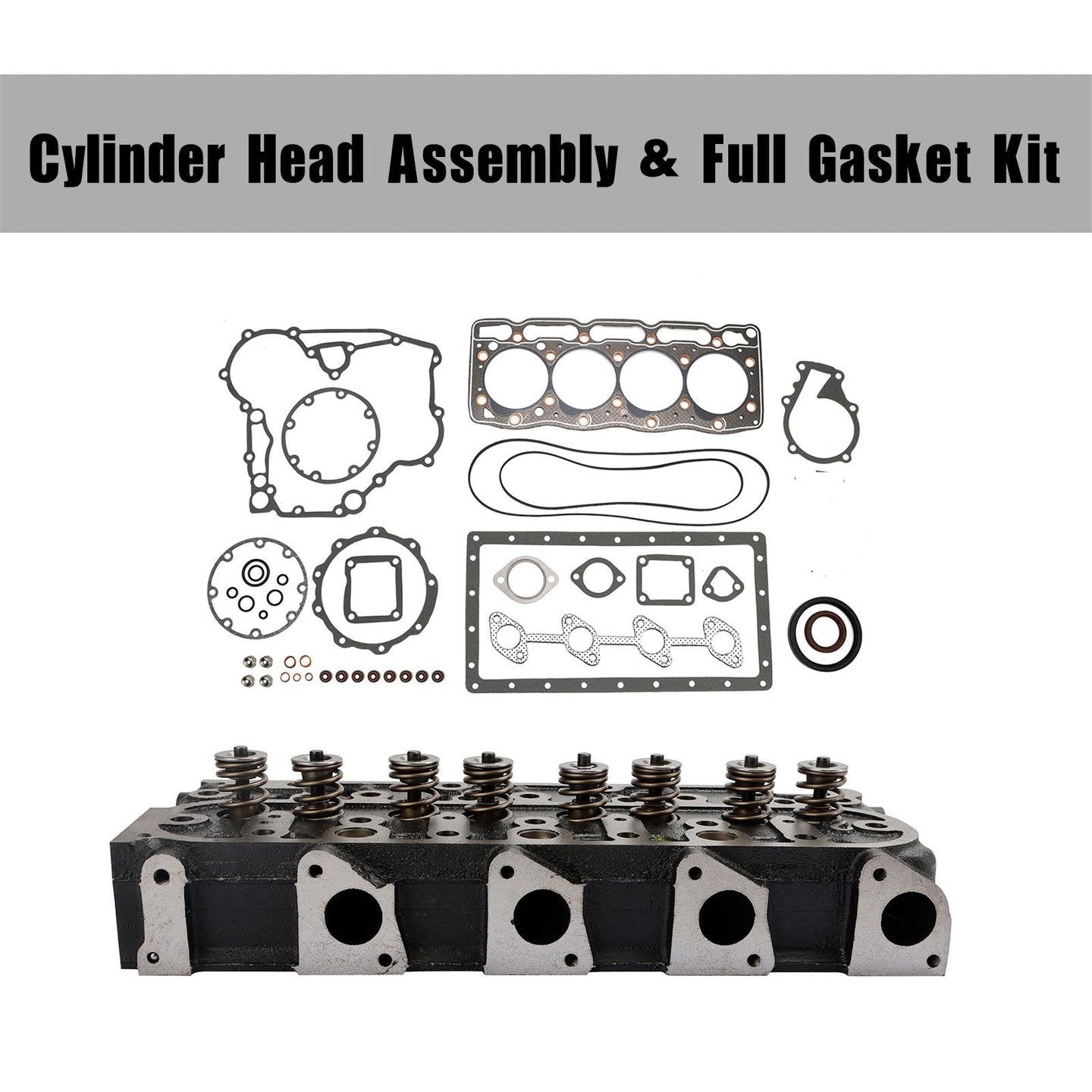 Complete Cylinder Head Assembly with Gasket Kit for Kubota V1505 V1505D 1G091-03044