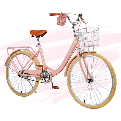 24/26 inch Women City Bicycle Beach Cruiser Bike with Basket & Rack