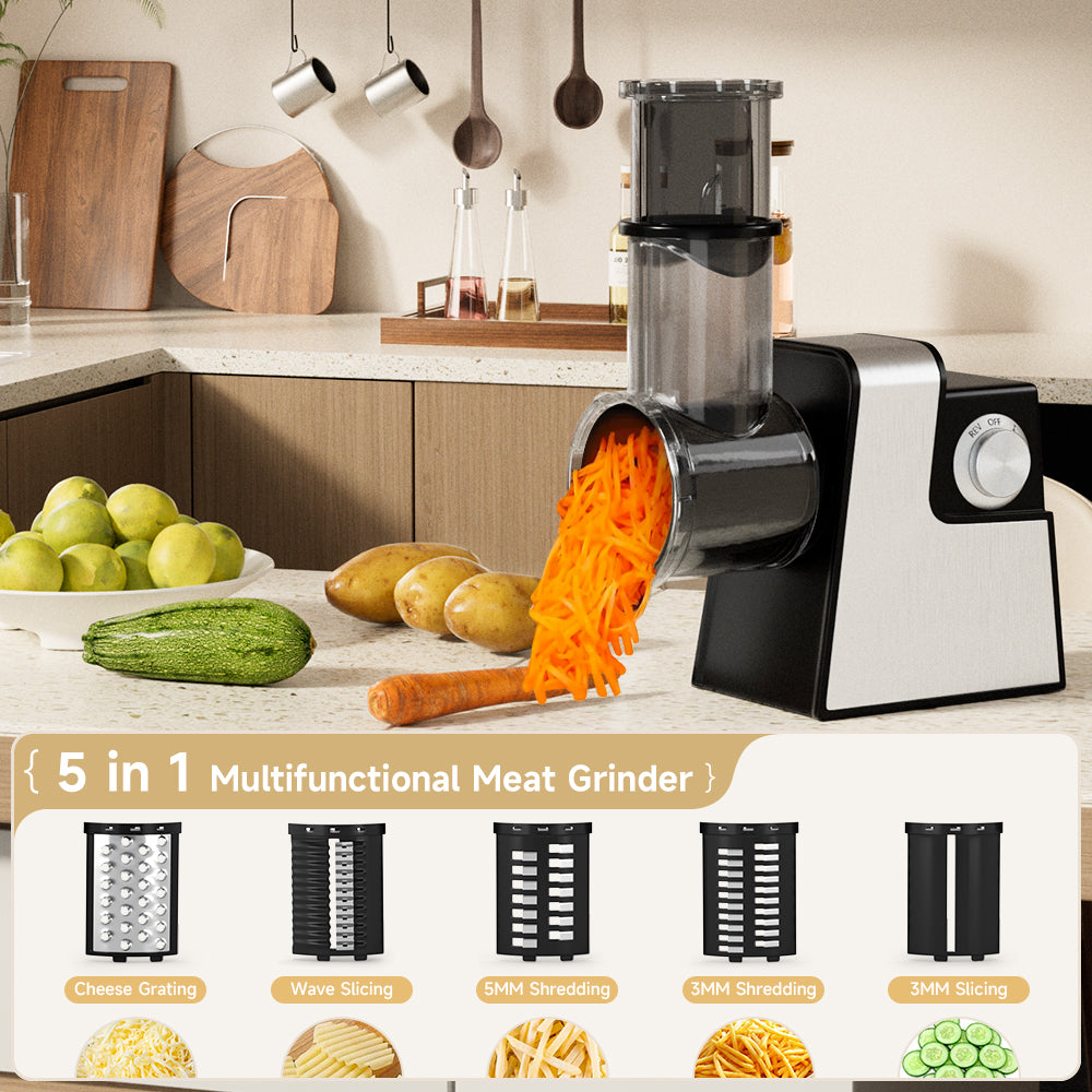 5-in-1 Electric Meat Grinder 600W – Meat Grinder with Sausage Stuffer, Kubbe Kit & Vegetable Slicer