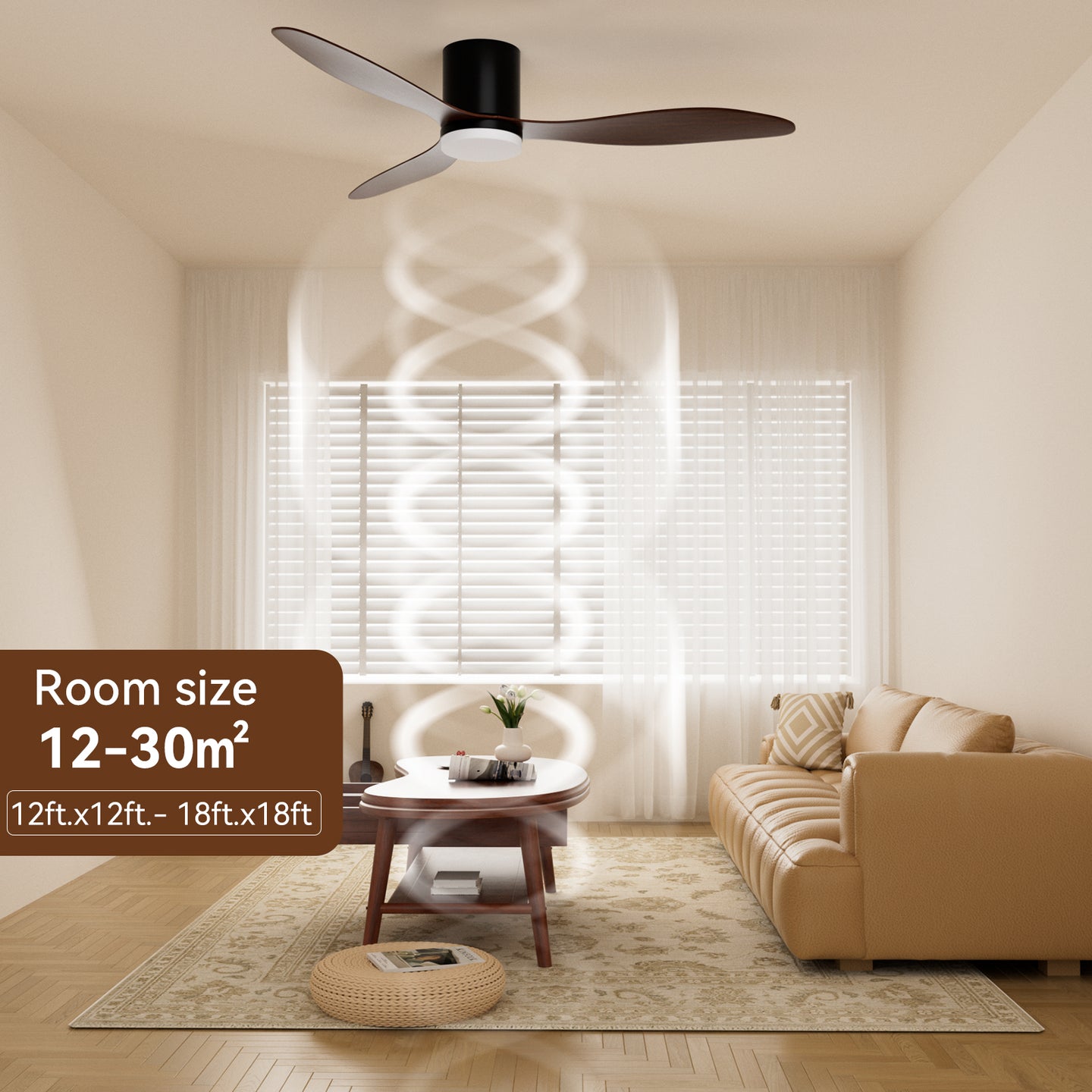 52-Inch Smart Ceiling Fan with Light, Quiet DC Motor, Remote & App Control, Dimmable 3-Color LED, 6-Speed Reversible