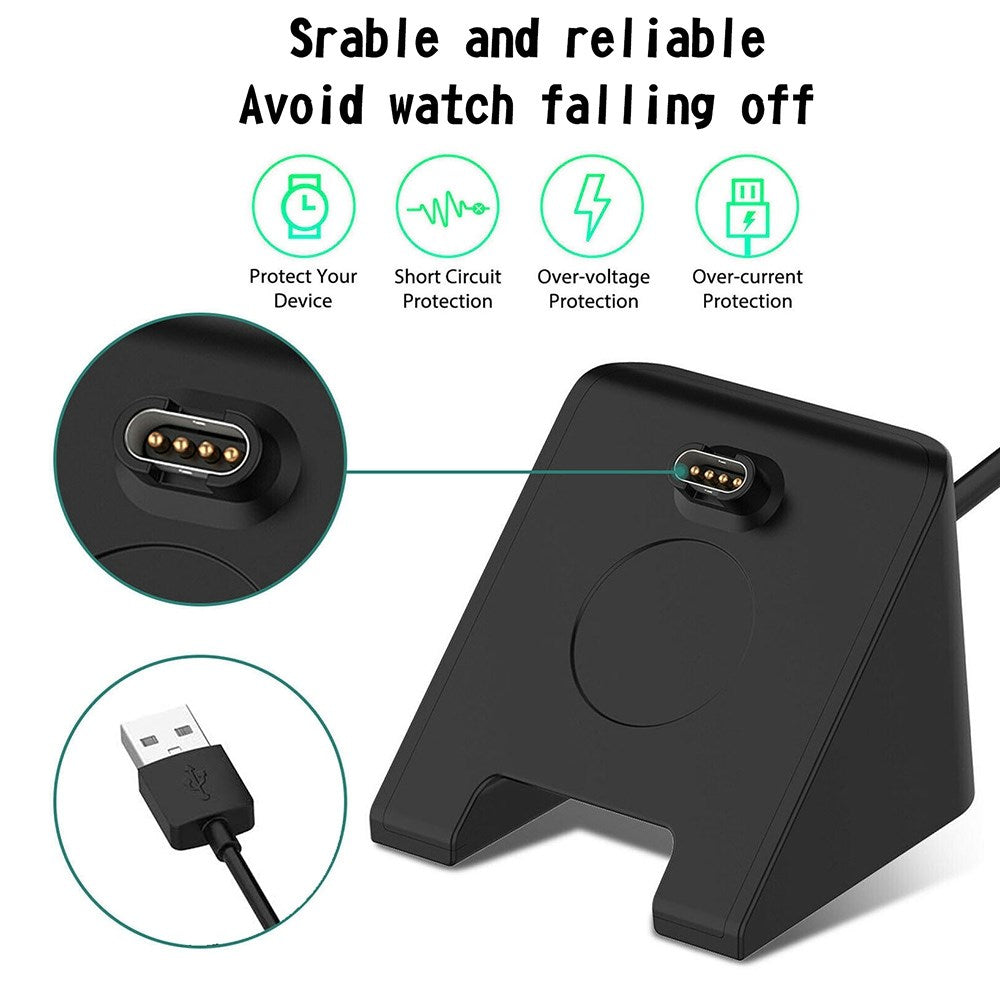 USB Charging Cradle Dock + Anti-dust Cap Fit for Garmin Fenix 5 5S 5X Plus Watch