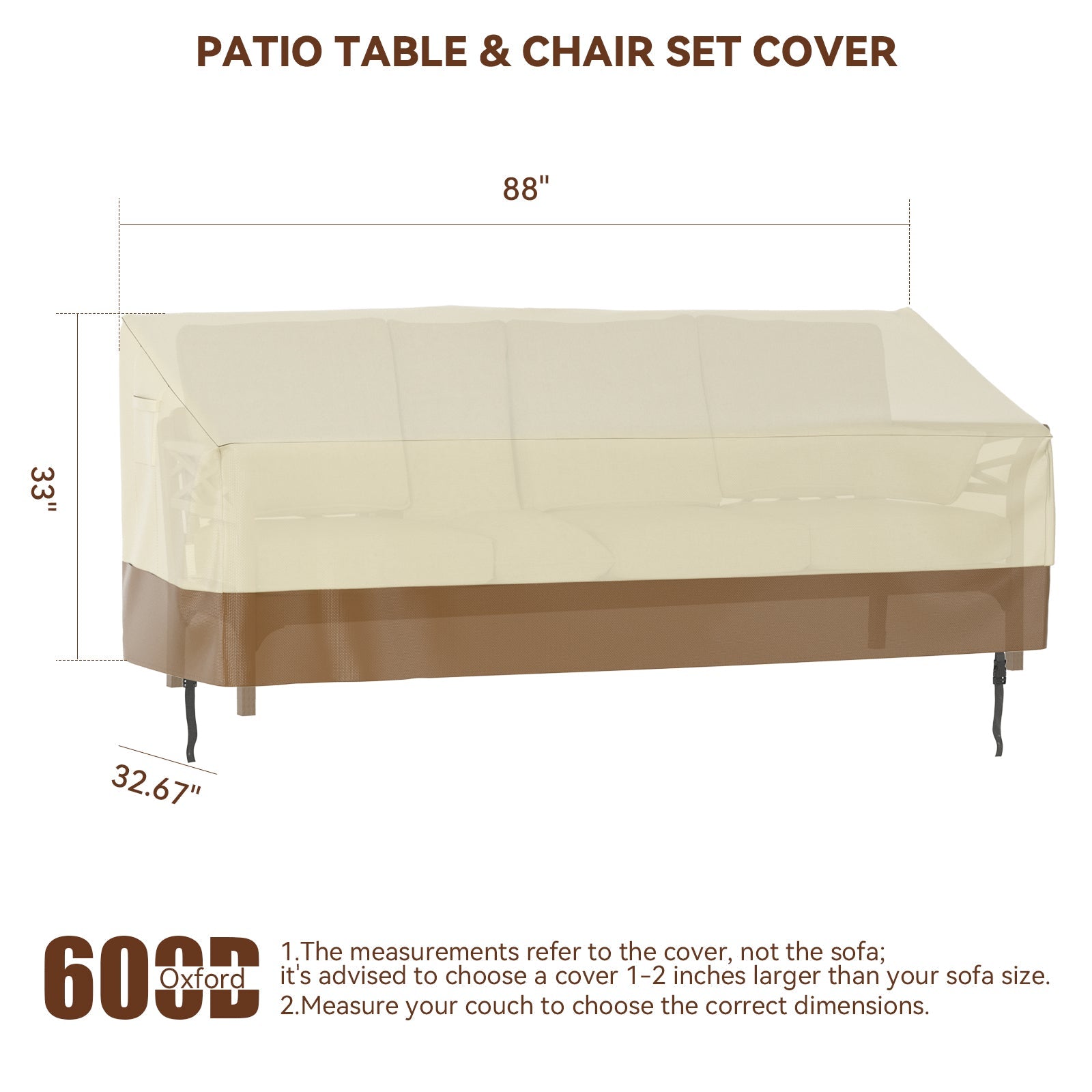 600D Sofa Covers Waterproof Patio Furniture Cover for Outdoor Couch Cover, 224*83*84cm