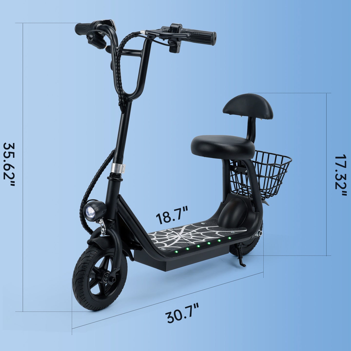Electric Scooter with Seat for Kids Electric Scooter for Kids Ages 4-10 12.43-Mile Range Neon Lights 3-Speed Adjustable Up to 11 MPH