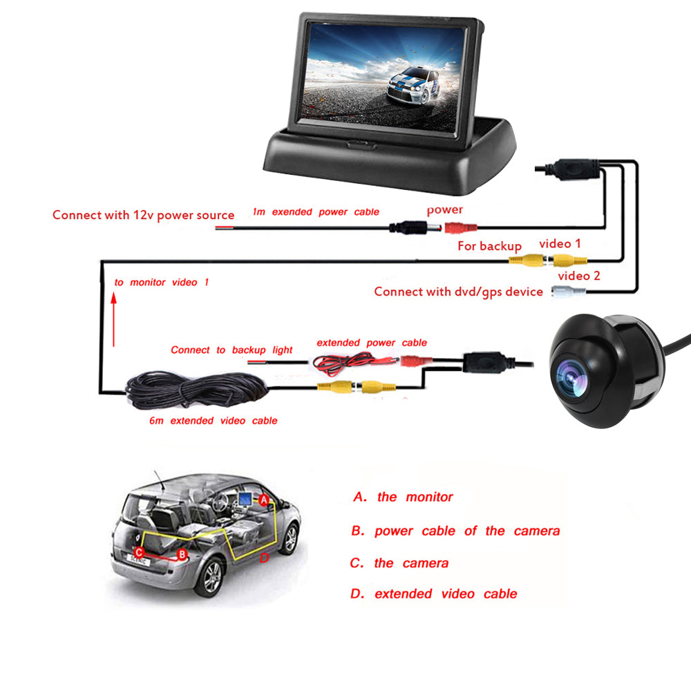 Reverse Car Camera + 4.3" TFT LCD Car Monitor Kit Vehicle Security System