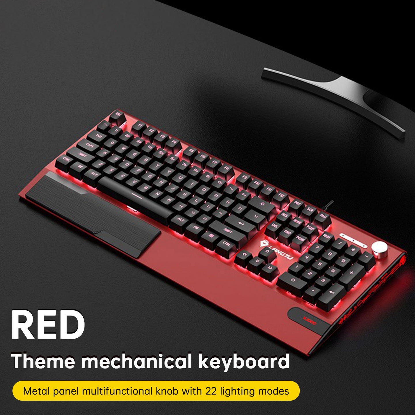 K1000 Mechanical Keyboard Wired 104-key Red Switches Customized Mute Keyboard
