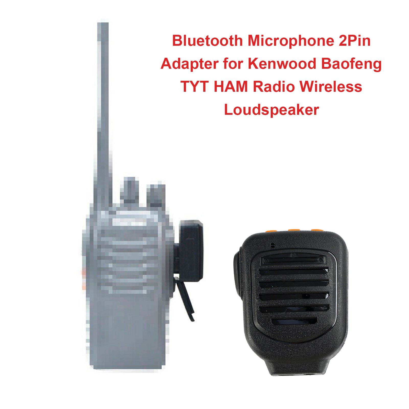 Bluetooth Microphone 2Pin Adapter for Kenwood Baofeng TYT Wireless Loudspeaker