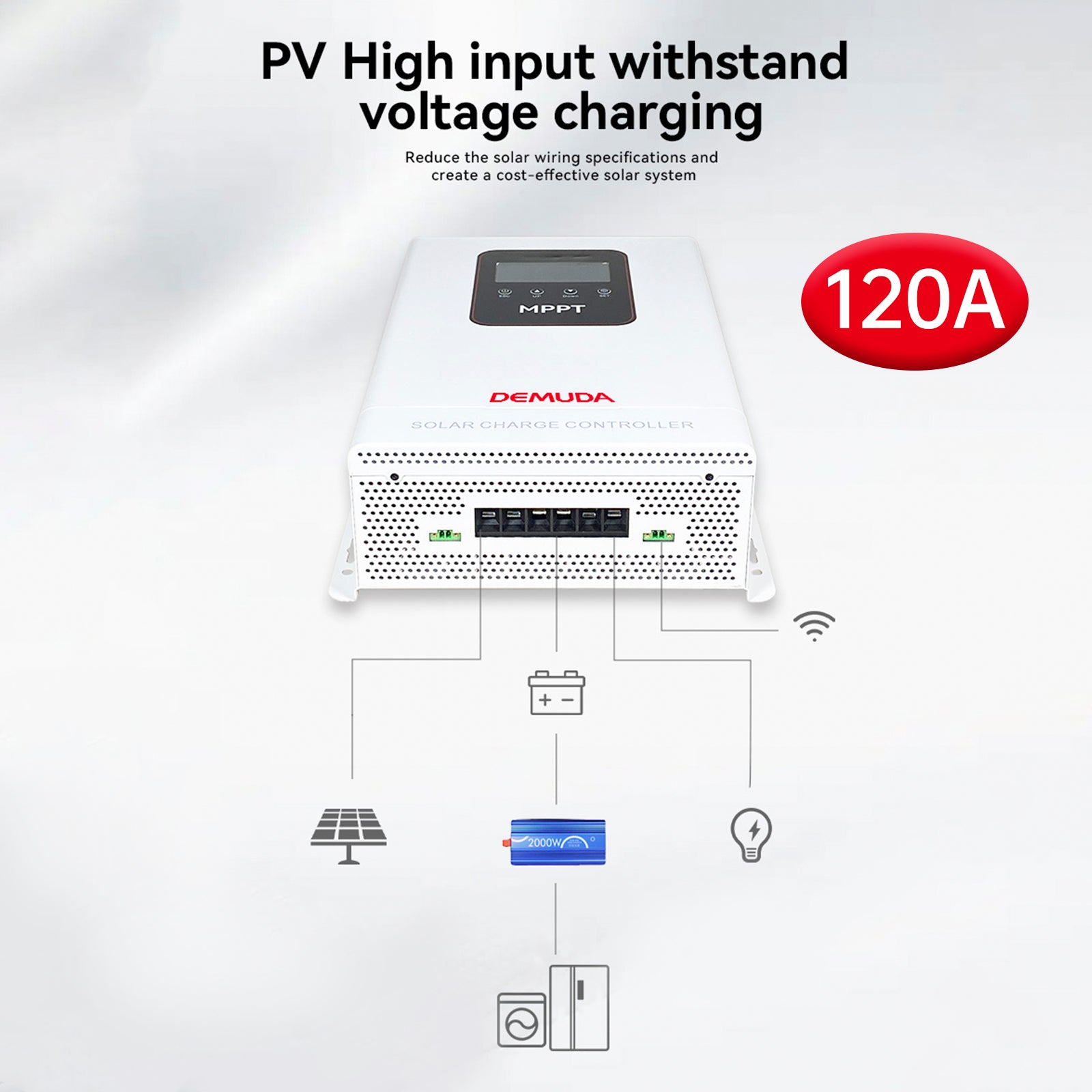 120A MPPT Solar Controller 12V-48V Photovoltaic RV Energy Storage Control System
