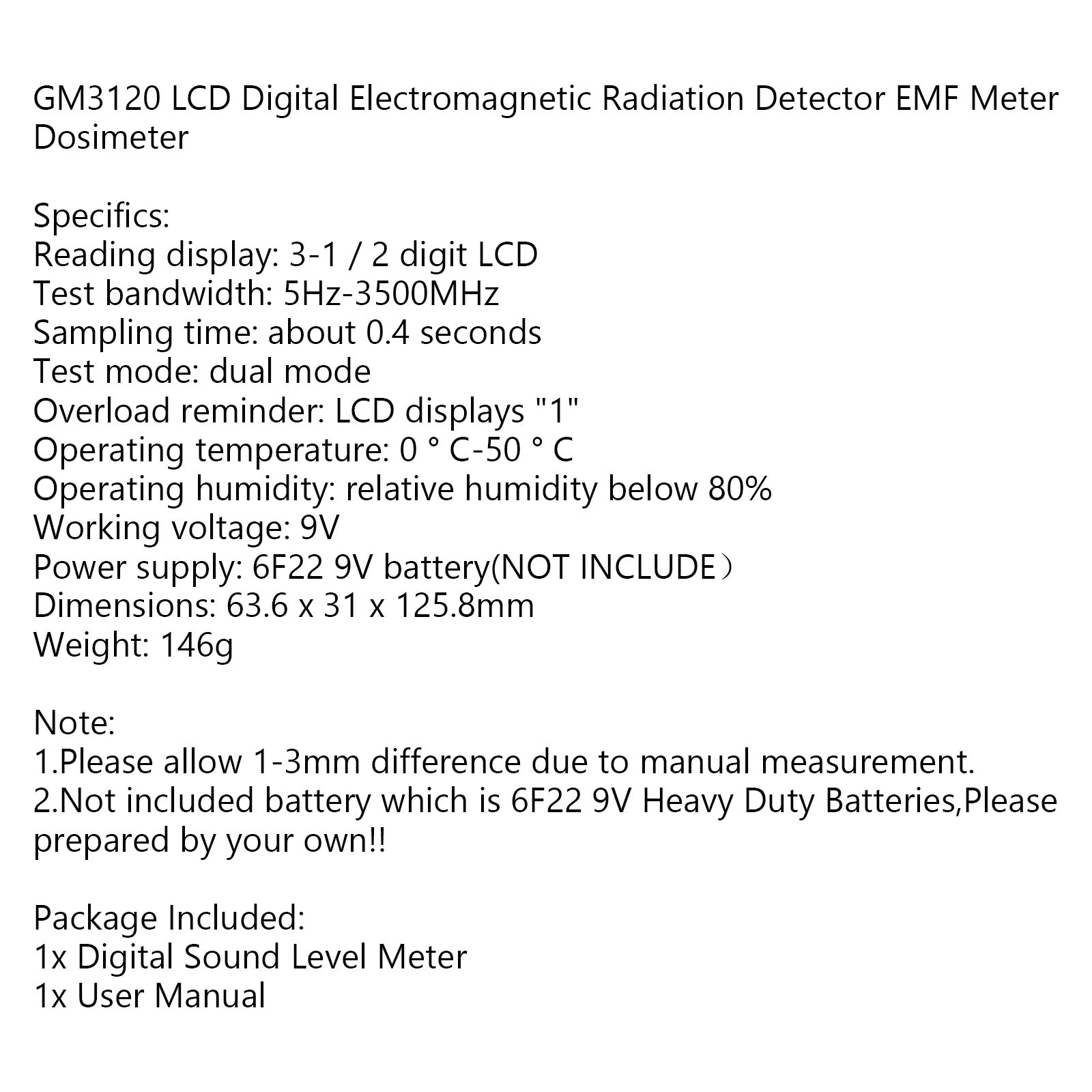 Digital LCD Electromagnetic Field Radiation Detector EMF Meter Dosimeter Tester