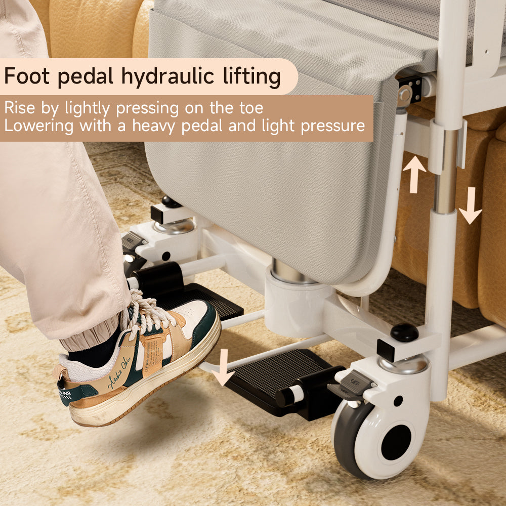 4-in-1 Lift Wheelchair, Waterproof, Shower/Toilet/Transfer, 150 kg Capacity