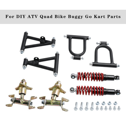11" (285mm) Complete Front Suspension Kit with Upper & Lower A-Arms, Shocks, Steering Knuckles & Hubs for Go Kart ATV