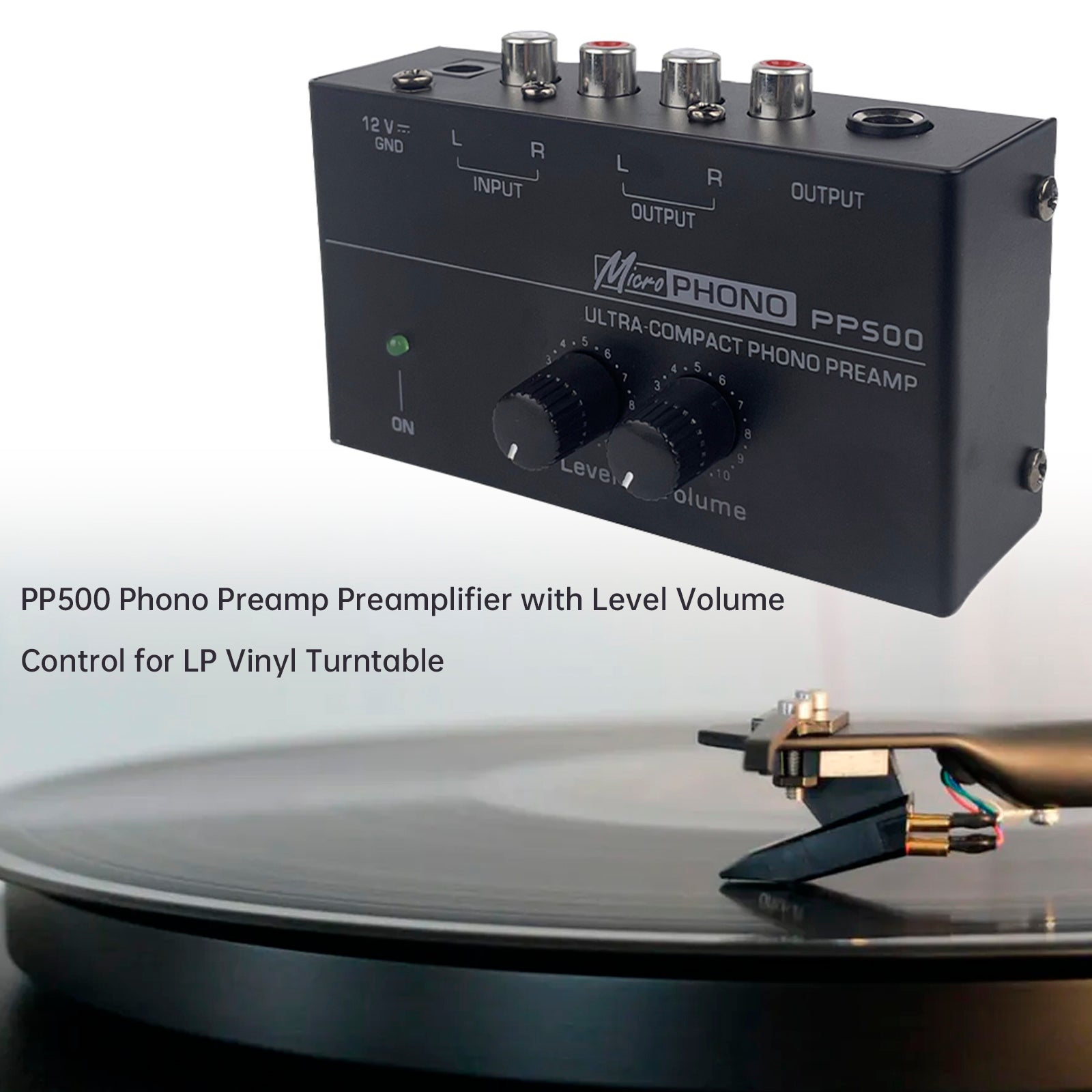 PP500 Phono Preamp Preamplifier 12V Level Volume Control for LP Vinyl Turntable