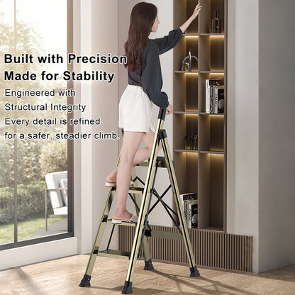 330lb Portable 4-Step Folding Ladder – Aluminum Step Stool with Anti-Slip Wide Pedals for Home & Office