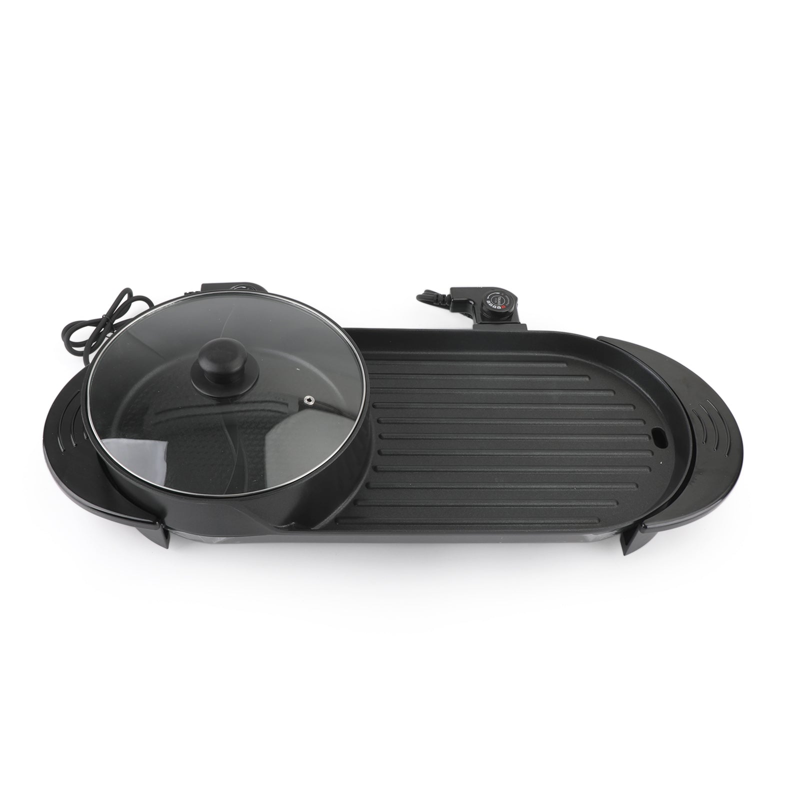 2-in-1 Electric Hot Pot and Grill for Indoor Korean BBQ & Shabu-Shabu, Large Non-Stick Pan for 7-8 People
