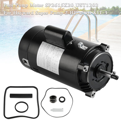 2HP Pool Pump Motor SP2615X20 UST1202 – Replacement for Hayward Super Pump with GO-KIT-3