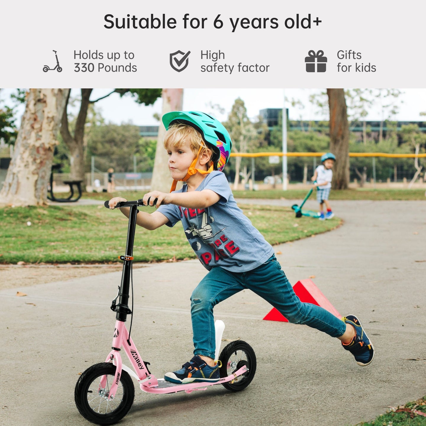 Pink 12 inch Stylish Kick Scooter for Teens and Adults