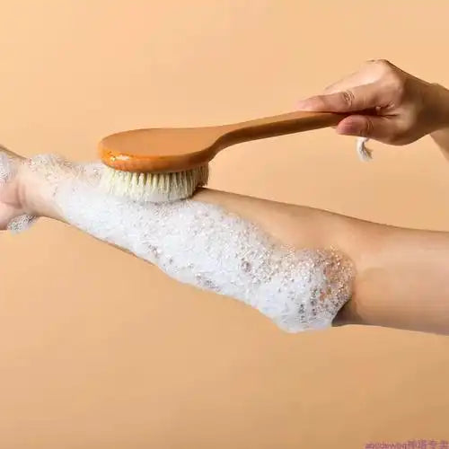 Long Handle Wooden Bath Brush Detachable Head Shower Brush