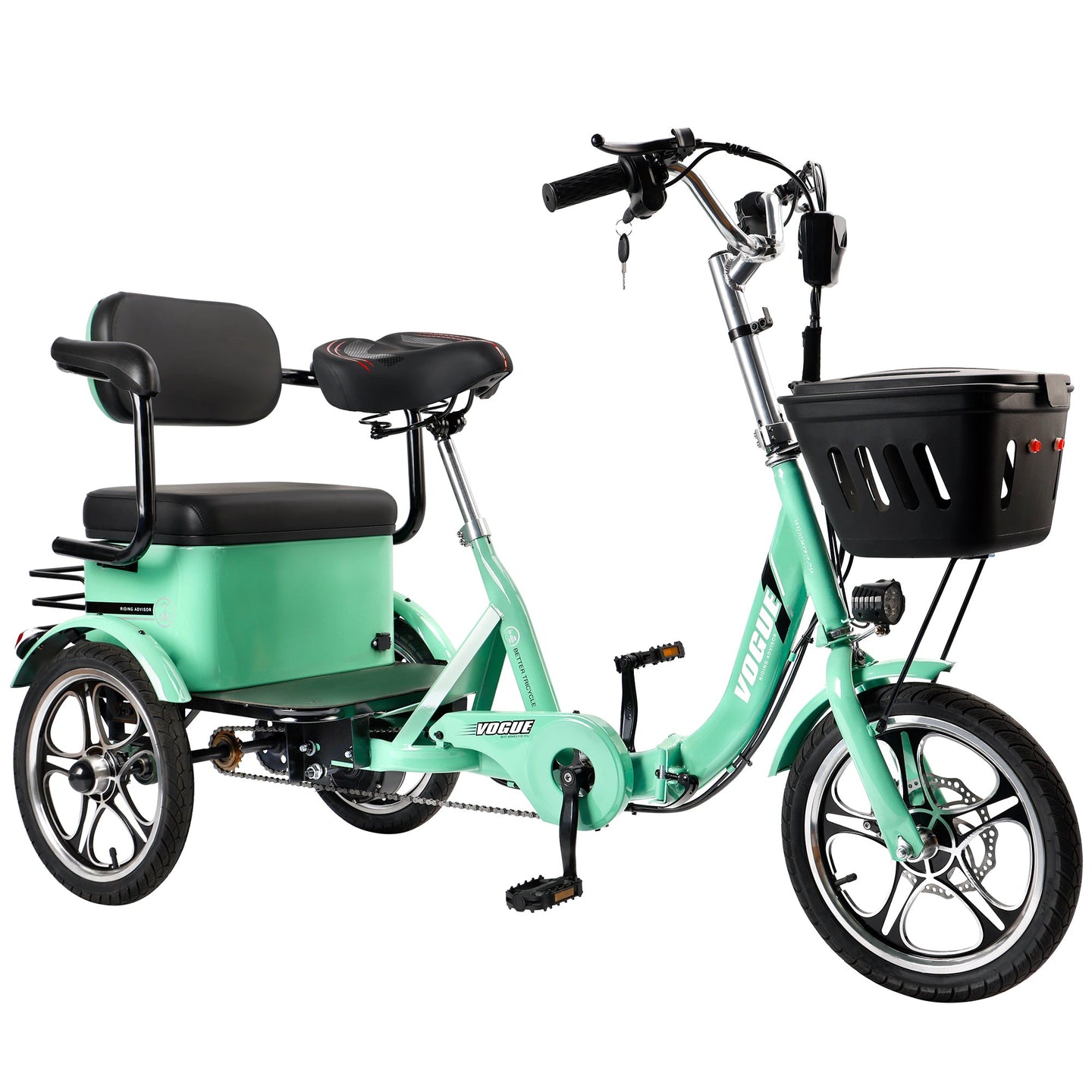 Electric Bike, 400W Folding Trike Ebike, 3 Wheel Electric Bicycle, Up to 34 Miles, 16 Tire Tricycle for Adults, Green