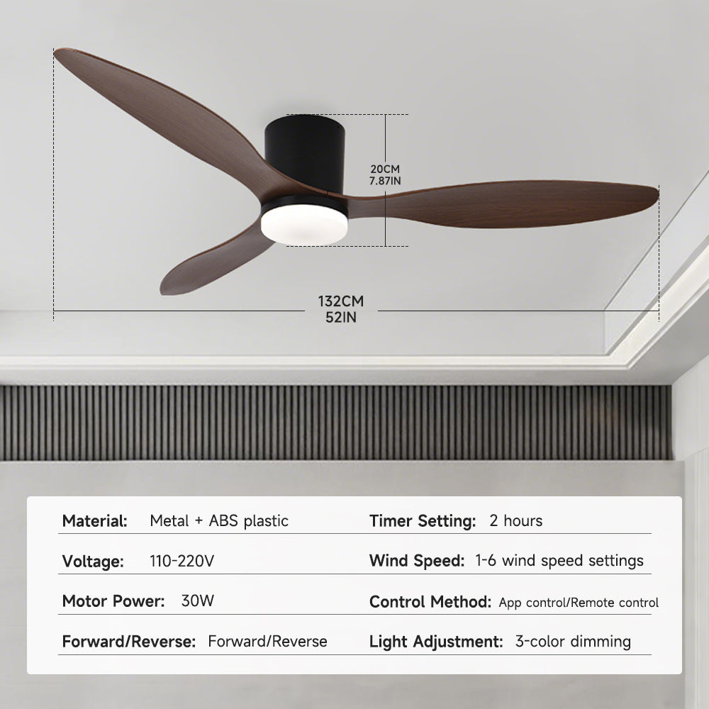 52inch 3 Blade LED Indoor Ceiling Fan with Remote Control