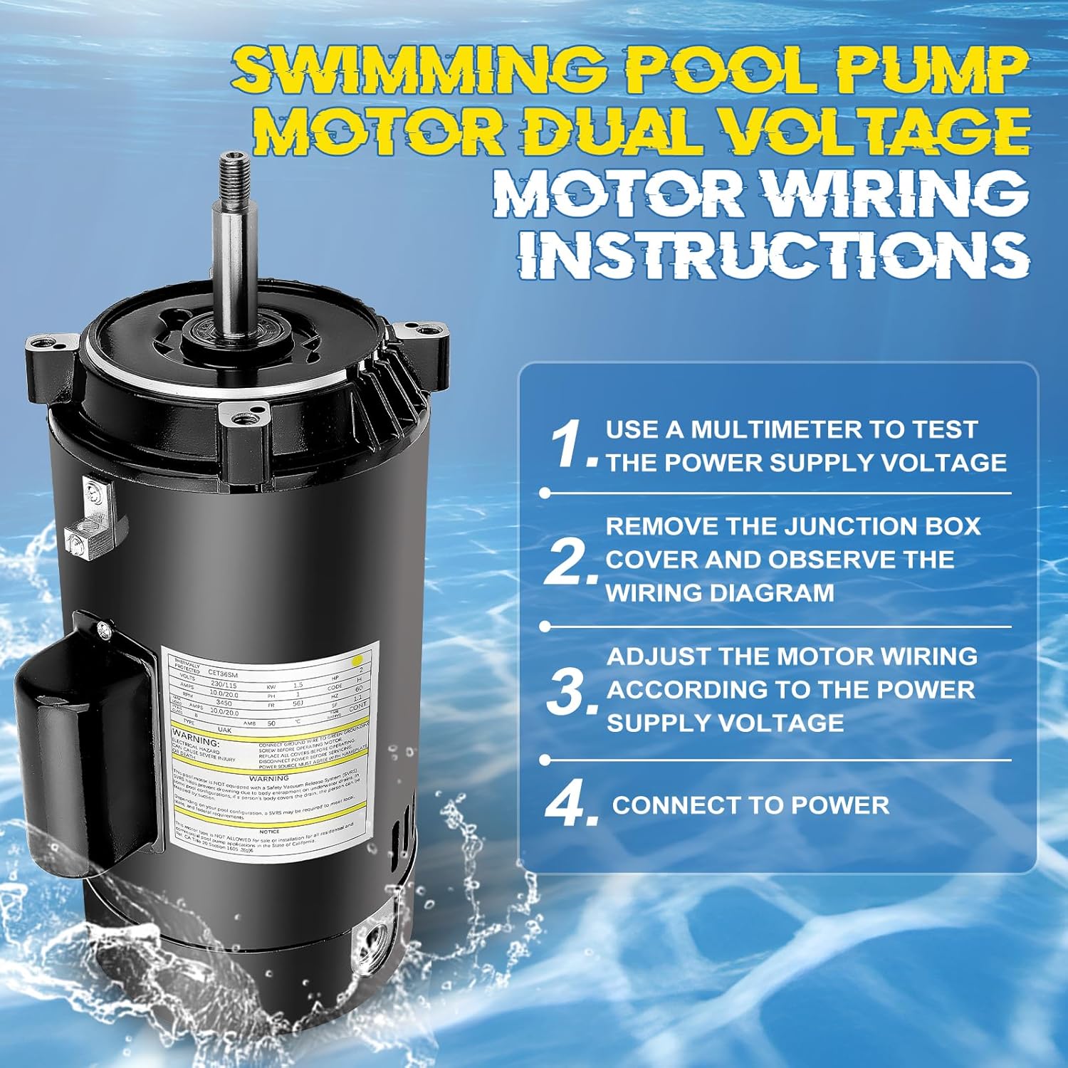 SP2615X20 Pool Pump Motor UST1202 2 HP Motor 115/230V